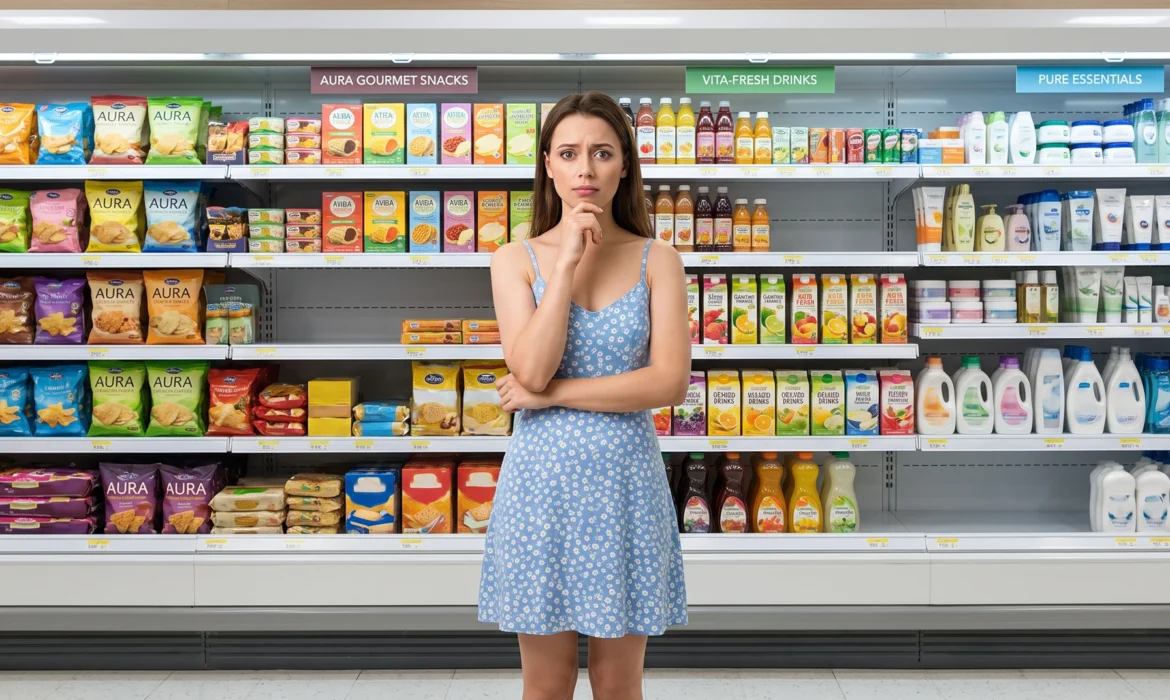 Shopper în fața unui raft cu spații goale, ilustrând impactul retail execution și al disponibilității produselor în FMCG.